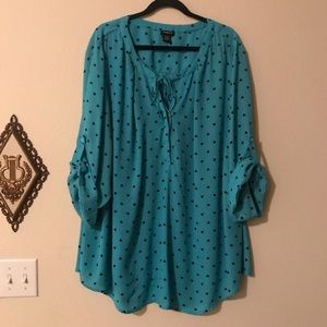 Torrid Blue and Black Heart Print Blouse 5X